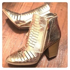 Gold high heel boots